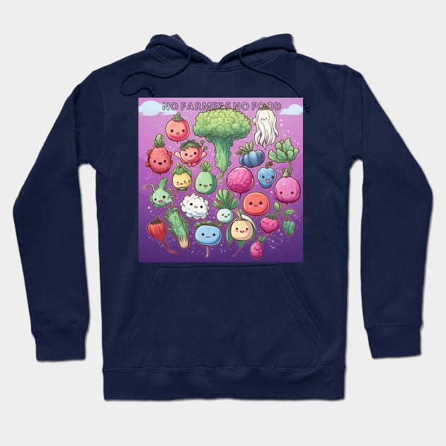 No Farmers No Food with vegetable Hoodie by MilkyBerry